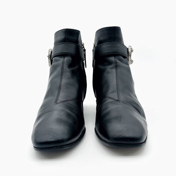 GUCCI Black Dionysus Elizabeth Ankle Boots Size 39.5 Heeled Leather Booties - Picture 6 of 12